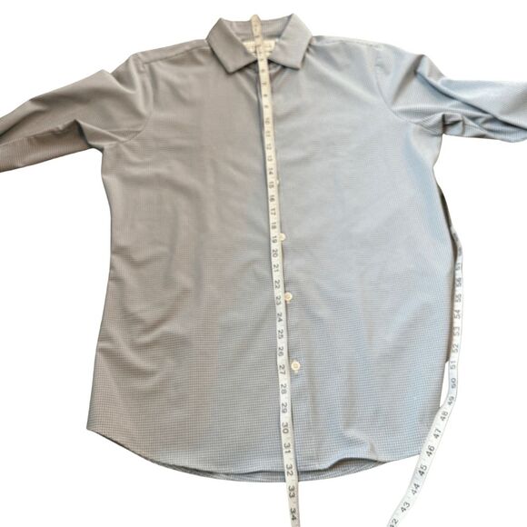 Mizzen+Main Men's Leeward Trim Fit Check Grid Long Sleeve Dress Shirt Blue Large - Picture 7 of 8